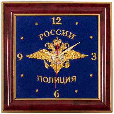 Часы настенные Полиция России вышитые на бархате 23х23 (4102027) - HAKKI.RU