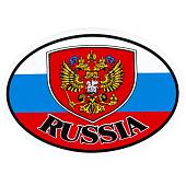 Наклейка на авто виниловая Russia / Россия с шевроном 15х15 (12015015) - ВОЕНТОРГ ТЫЛОВИК