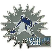 Значок ( знак ) олимпийский Сочи / Sochi 2014 команда России Керлинг / Curling коллекционный на пимсе (2308009) - ВОЕНТОРГ ТЫЛОВИК