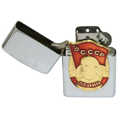 Зажигалка бензиновая с символикой СССР / Ленин серебристая (4403941) - HAKKI.RU