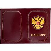 Обложка для паспорта с жетоном Герб ( орел ) РФ бордовая (4207022) - ВОЕНТОРГ ТЫЛОВИК