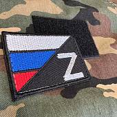 Нашивка ( шеврон патч patch ) Флаг России буква Z вышитая на липучке 7,5х5 черная (2509660) - ВОЕНТОРГ ТЫЛОВИК