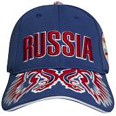 Бейсболка RUSSIA / РОССИЯ вышитая синяя (1401952)  - ВОЕНТОРГ ТЫЛОВИК