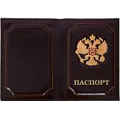 Обложка для паспорта с жетоном Герб ( орел ) РФ коричневая (4207033) - ВОЕНТОРГ ТЫЛОВИК