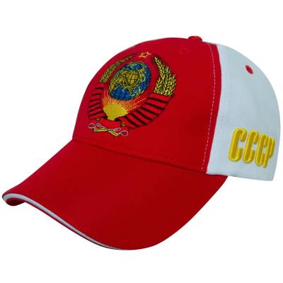 Бейсболка с символикой Герб СССР / СССР вышитая красно-белая (1401997) - HAKKI.RU