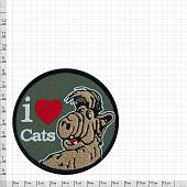 Нашивка ( шеврон патч patch ) тактическая Альф / I Love cats вышитая на липучке D-8,5 оливковая (2509181) - ВОЕНТОРГ ТЫЛОВИК