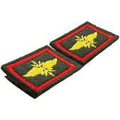 Эмблема ( нашивка знак ) петличная ( петлица ) Войска связи вышитая красный кант на липучке оливковая (2505056) - ВОЕНТОРГ ТЫЛОВИК