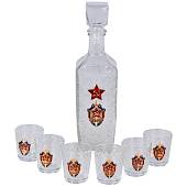 Набор подарочный с символикой КГБ СССР со звездой ( графин ( штоф ) высокий + стопки ( рюмки ) 6x50 мл ) (4801944) - ВОЕНТОРГ ТЫЛОВИК