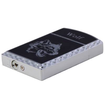 Зажигалка  газовая Wolf ( волк ) серебристо-черная (4403354) - HAKKI.RU