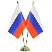 Подставка ( флагшток ) настольная для 2-х флагов 15х22 330 мм пластик золотистая (4707010)  - ВОЕНТОРГ ТЫЛОВИК