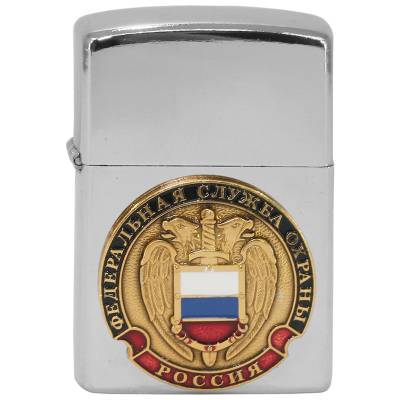 Зажигалка с символикой ФСО России бензиновая серебристая (4403945) - HAKKI.RU