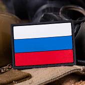 Нашивка ( шеврон патч patch ) тактическая флаг России ( триколор ) 3D PVC ( пластизоль ) на липучке 7х5 черная (2504125) - ВОЕНТОРГ ТЫЛОВИК