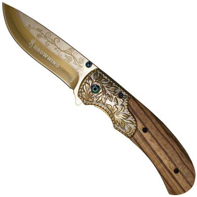 Нож складной BROWNING полуавтоматический с клипсой золотистый (3913026) - HAKKI.RU