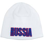 Шапка вязаная Russia на флисе (белая) (1409014) - ВОЕНТОРГ ТЫЛОВИК
