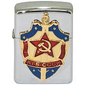 Зажигалка бензиновая с символикой КГБ СССР серебристая (4403017) - ВОЕНТОРГ ТЫЛОВИК