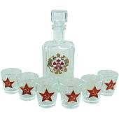 Набор подарочный с символикой ГРУ ГШ ВС РФ / Звезда СССР ( графин ( штоф ) низкий+стопки ( рюмки ) 6x50 мл ) (4801980) - ВОЕНТОРГ ТЫЛОВИК