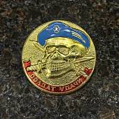 Знак нагрудный Солдат удачи ( череп в голубом берете ) круглый закрутка (2301588) - ВОЕНТОРГ ТЫЛОВИК
