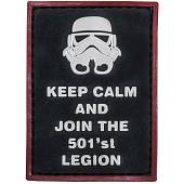 Нашивка ( шеврон патч patch ) тактическая STAR WARS / KEEP CALM and JOIN THE 501' st LEGION 3D PVC ( пластизоль ) на липучке 7х5 черная (2504168) - ВОЕНТОРГ ТЫЛОВИК