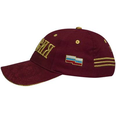 Бейсболка РОССИЯ / Герб ( орел ) России вышитая бордовая (1401961) - HAKKI.RU