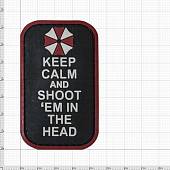 Нашивка ( шеврон патч patch ) тактическая KEEP CALM and SHOOT 'EM IN THE HEAD 3D PVC ( пластизоль ) липучке 7,5х4,5 черная (2504170) - ВОЕНТОРГ ТЫЛОВИК