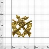 Эмблема ( знак ) петличная ( петлица ) Егерь ( лось / ружья / венок ) 20 мм золотистая (2102986) - ВОЕНТОРГ ТЫЛОВИК