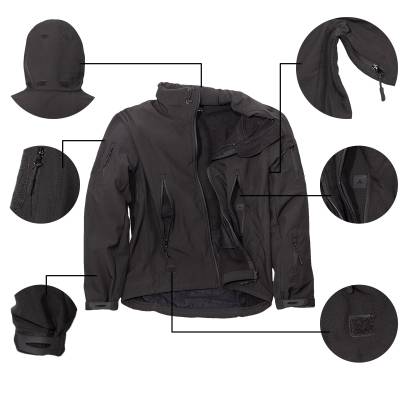 Куртка TAC SoftShell тактическая демисезонная ветровлагозащитная мембрана черная (1105942) - HAKKI.RU