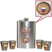 Набор подарочный с символикой ФСО России / Герб ( орел ) РФ ( фляга 9 OZ - 270 мл + стопки 4х30 мл + лейка ) (4801927) - ВОЕНТОРГ ТЫЛОВИК