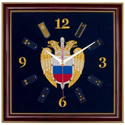 Часы настенные ФСО России вышитые на бархате 35х35 (4102033) - HAKKI.RU