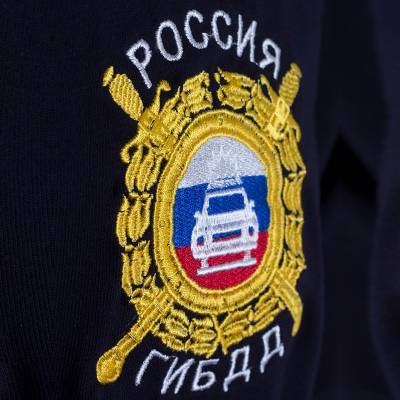 Футболка c вышивкой ГИБДД РОССИЯ темно-синяя (1208012) - HAKKI.RU