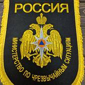 Вымпел с символикой МЧС России вышитый большой 25х32 см черный (4504019) - ВОЕНТОРГ ТЫЛОВИК