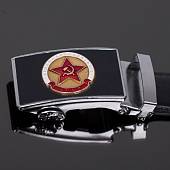 Ремень брючный мужской с символикой Звезда СССР пряжка автомат 35 мм черный (1606869) - ВОЕНТОРГ ТЫЛОВИК
