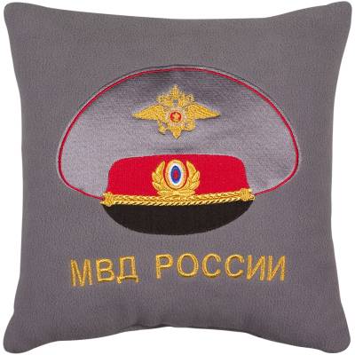 Подушка сувенирная МВД России 35х35 вышитая серая (4408016) - HAKKI.RU