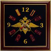 Часы настенные с символикой МВД ( Министерство внутренних дел ) России вышитые на бархате 30х30 (4102971) - ВОЕНТОРГ ТЫЛОВИК