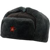 Шапка ушанка зимняя меховая для военнослужащих ВС МО солдатская искусственный мех / сукно уставная со звездой серая с хранения (1407035) - ВОЕНТОРГ ТЫЛОВИК