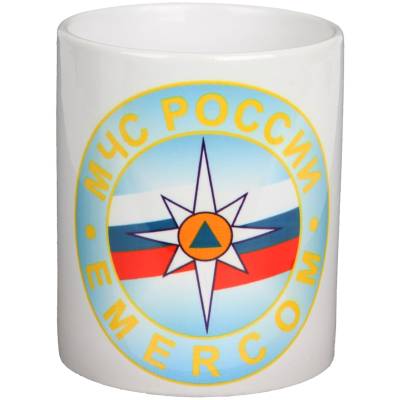 Кружка с символикой МЧС России Emercom белая (4601206) - HAKKI.RU