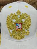 Бейсболка с символикой Герб ( орел ) РФ / Россия вышитая белая (1401927) - ВОЕНТОРГ ТЫЛОВИК