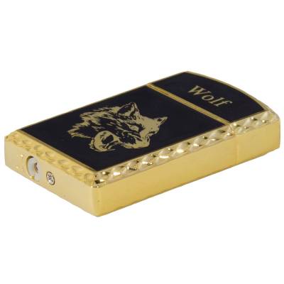 Зажигалка газовая Wolf ( волк ) золотисто-черная (4403219) - HAKKI.RU