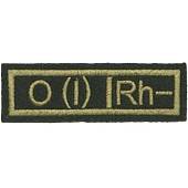 Нашивка ( шеврон ) на грудь Группа крови O (I) Rh- 10,5х4,5 вышитая оливковая (2501969) - ВОЕНТОРГ ТЫЛОВИК