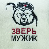Шапка для бани Бацькина баня с вышивкой Зверь мужик белая (1408023) - ВОЕНТОРГ ТЫЛОВИК