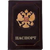 Обложка для паспорта с жетоном Герб ( орел ) РФ коричневая (4207033) - ВОЕНТОРГ ТЫЛОВИК
