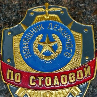 Знак ( жетон ) нагрудный ПОМОЩНИК ДЕЖУРНОГО ПО СТОЛОВОЙ (2304029) - HAKKI.RU