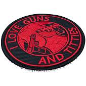 Нашивка ( шеврон патч patch ) тактическая I LOVE GUNS AND TITTIES вышитая на липуче D-8,5 черная (2509128) - ВОЕНТОРГ ТЫЛОВИК
