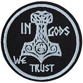 Нашивка ( шеврон патч patch ) тактическая Молот Тора In gods we trust вышитая на липучке D-7,5 черная (2509298) - ВОЕНТОРГ ТЫЛОВИК