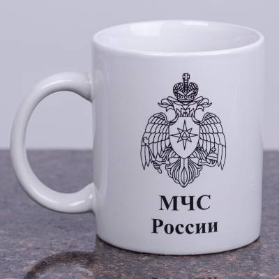 Кружка с символикой МЧС России белая (4601012) - HAKKI.RU