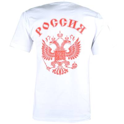 Футболка Россия с гербом РФ белая (1208189) - HAKKI.RU