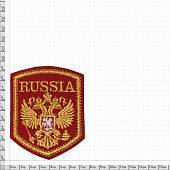 Нашивка ( шеврон ) на рукав RUSSIA Герб ( орел ) 7,5х9,5 вышитая красная (2503680) - ВОЕНТОРГ ТЫЛОВИК