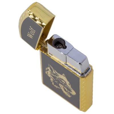 Зажигалка газовая Wolf ( волк ) золотисто-черная (4403219) - HAKKI.RU