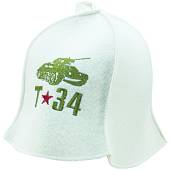 Шапка для бани Бацькина баня с вышивкой T-34 белая (1408022) - ВОЕНТОРГ ТЫЛОВИК