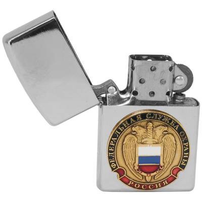 Зажигалка с символикой ФСО России бензиновая серебристая (4403945) - HAKKI.RU