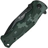Нож складной BOKER полуавтоматический с клипсой камуфлированный цифра зеленая (3913100) - ВОЕНТОРГ ТЫЛОВИК